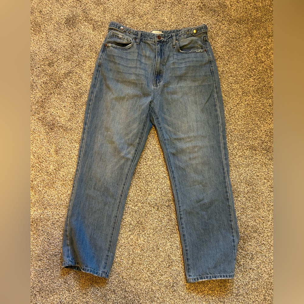 bohme Snap Adjustable High Waist Straight Leg Jeans-Light Denim- Size 30